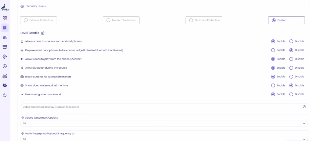 Security & Protection Options in StorkyApp Security & Protection Options in StorkyApp